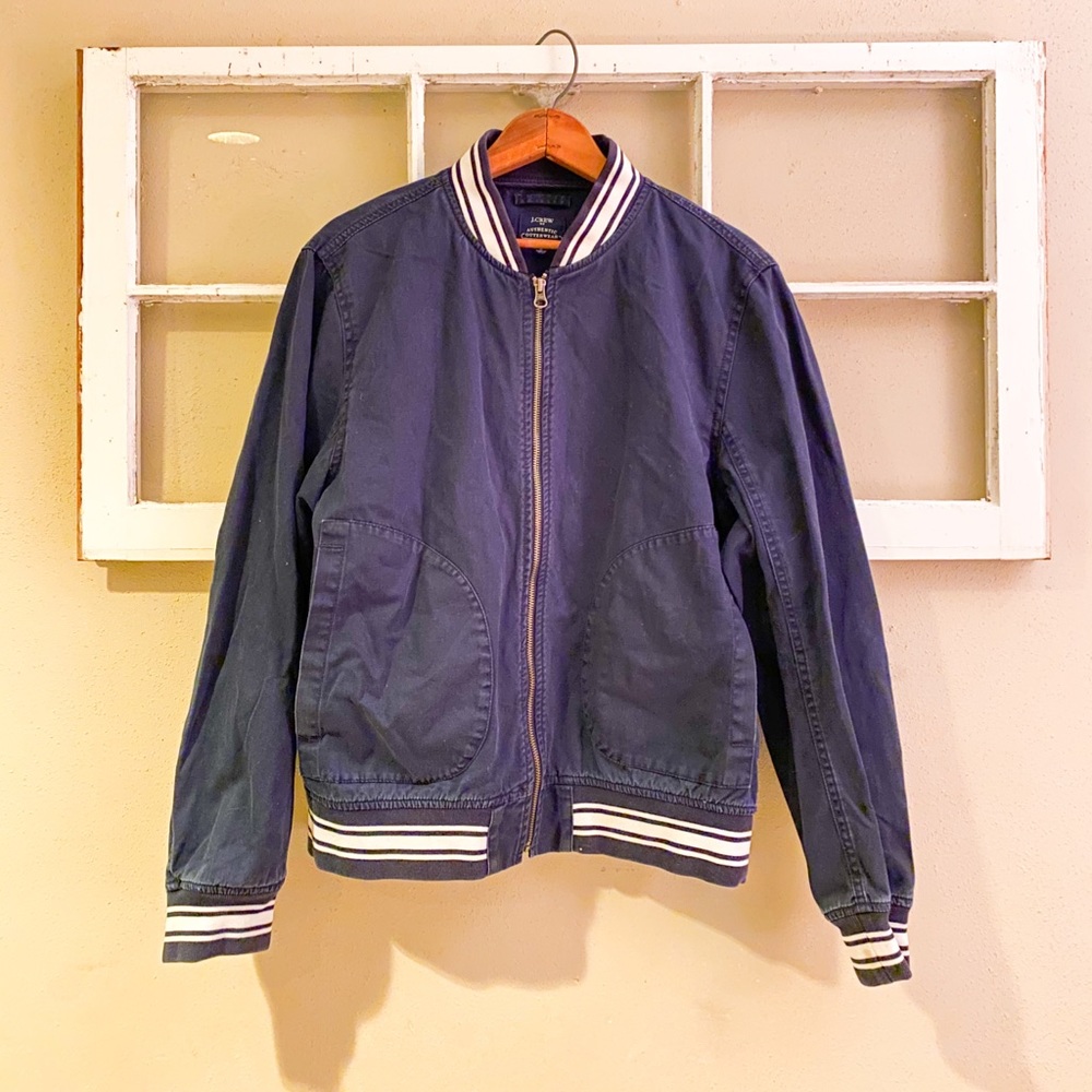 J. Crew Vintage Bomber Jacket; Navy Size M Zip up
